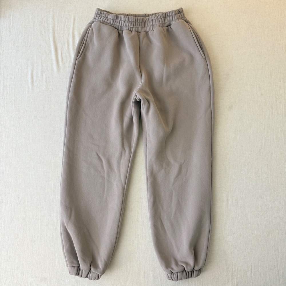 Comfrt Fleece High Rise Jogger Sweatpants Womens Large Mauve Taupe